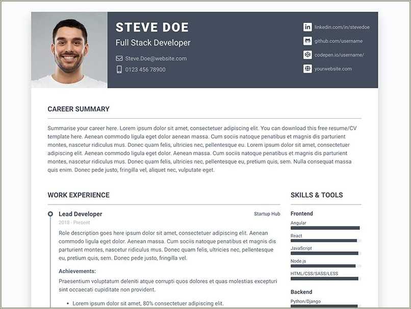 Bootstrap Resume Template Free Download Resume Example Gallery