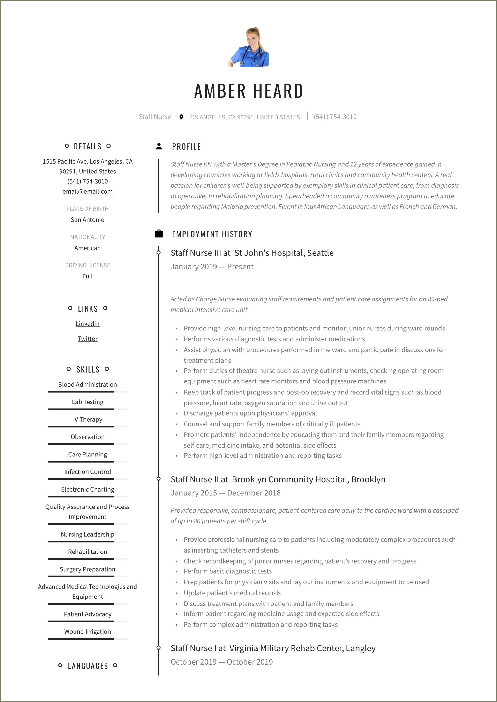 bsc nursing resume format word download