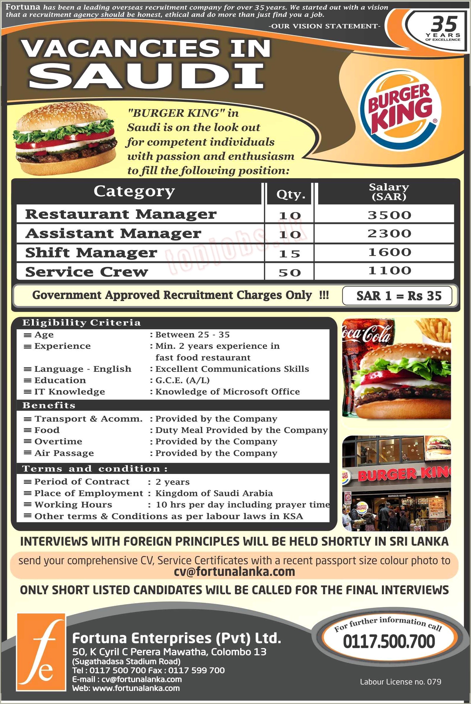 Burger King Assistant Manager Resume - Resume Example Gallery