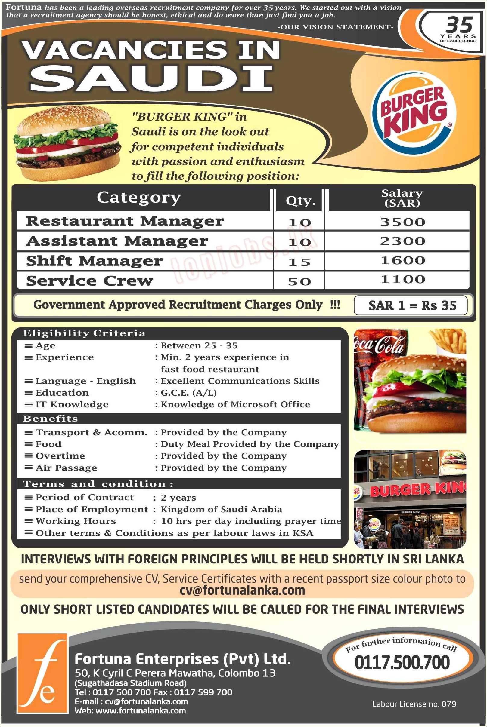 Burger King General Manager Resume Resume Example Gallery