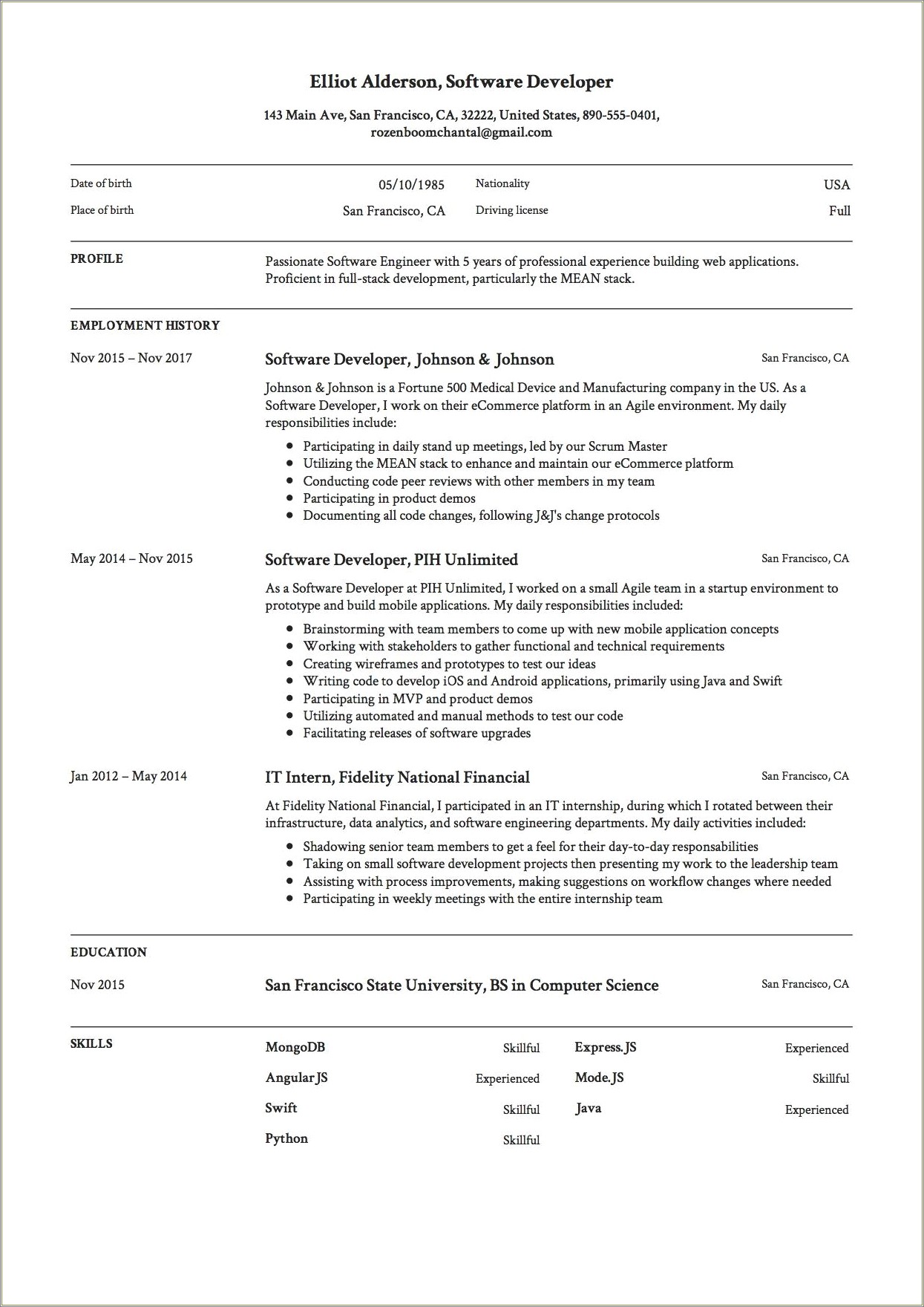 Mobile Application Developer Resume Samples - Resume Example Gallery