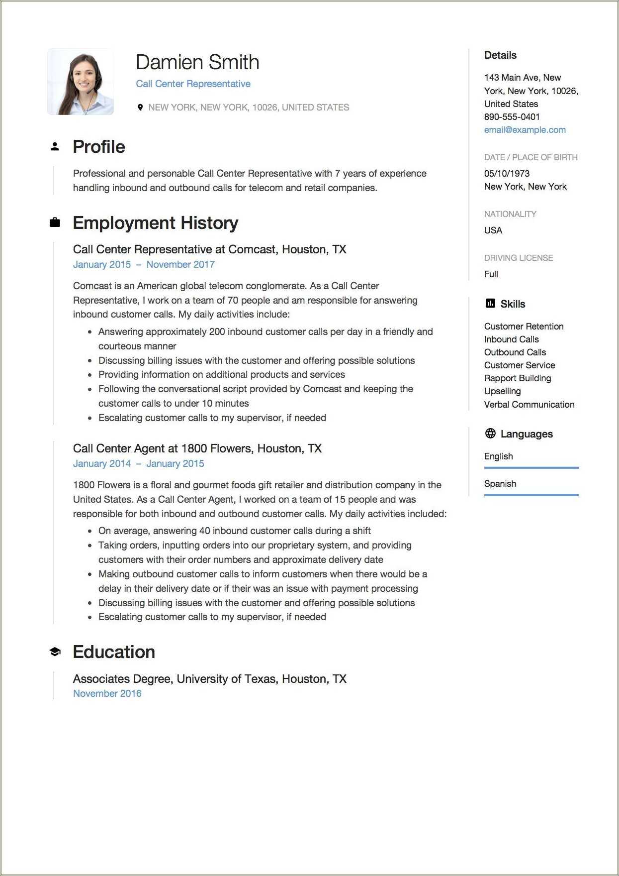 call-center-customer-service-resume-example-resume-example-gallery