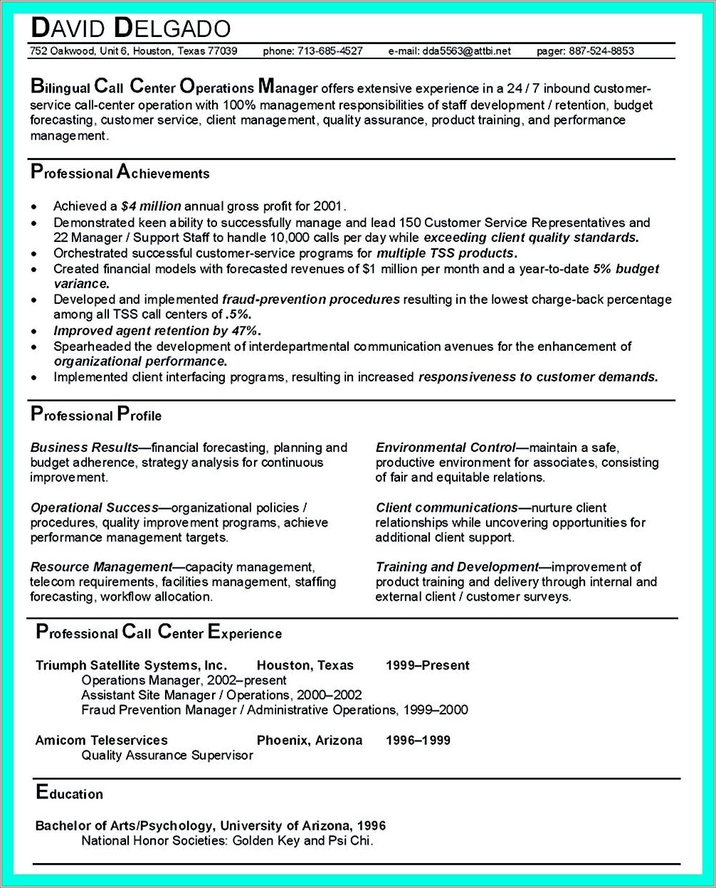 call-center-operations-manager-resume-sample-resume-example-gallery