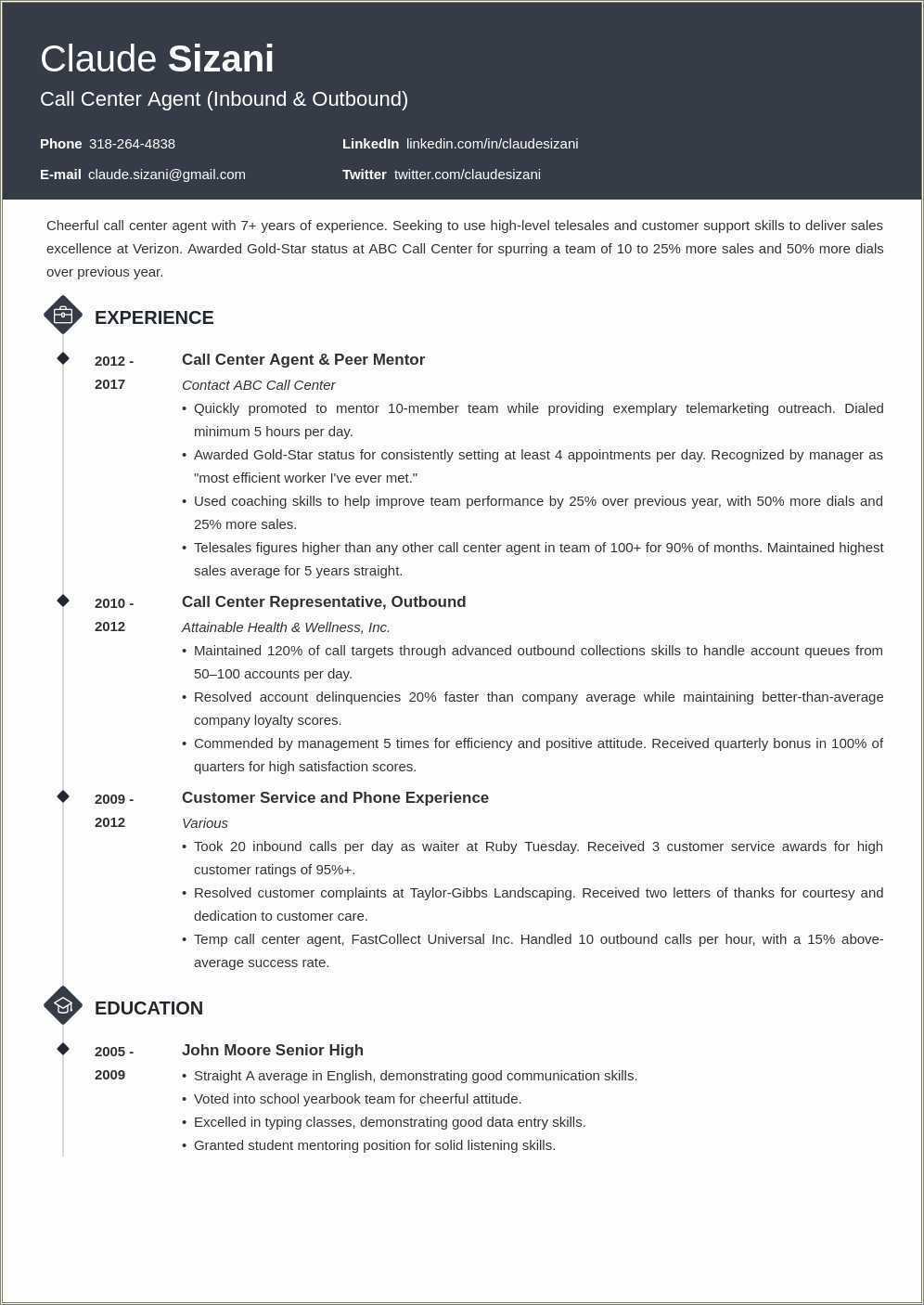 call-center-resume-summary-examples-resume-example-gallery