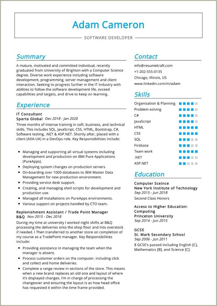 Cameron School Of Business Resume Format - Resume Example Gallery