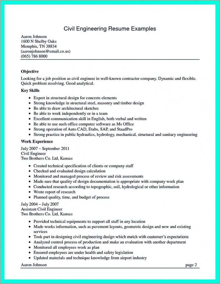 Career Objective For Freshers In Resume For Civil Resume Example Gallery