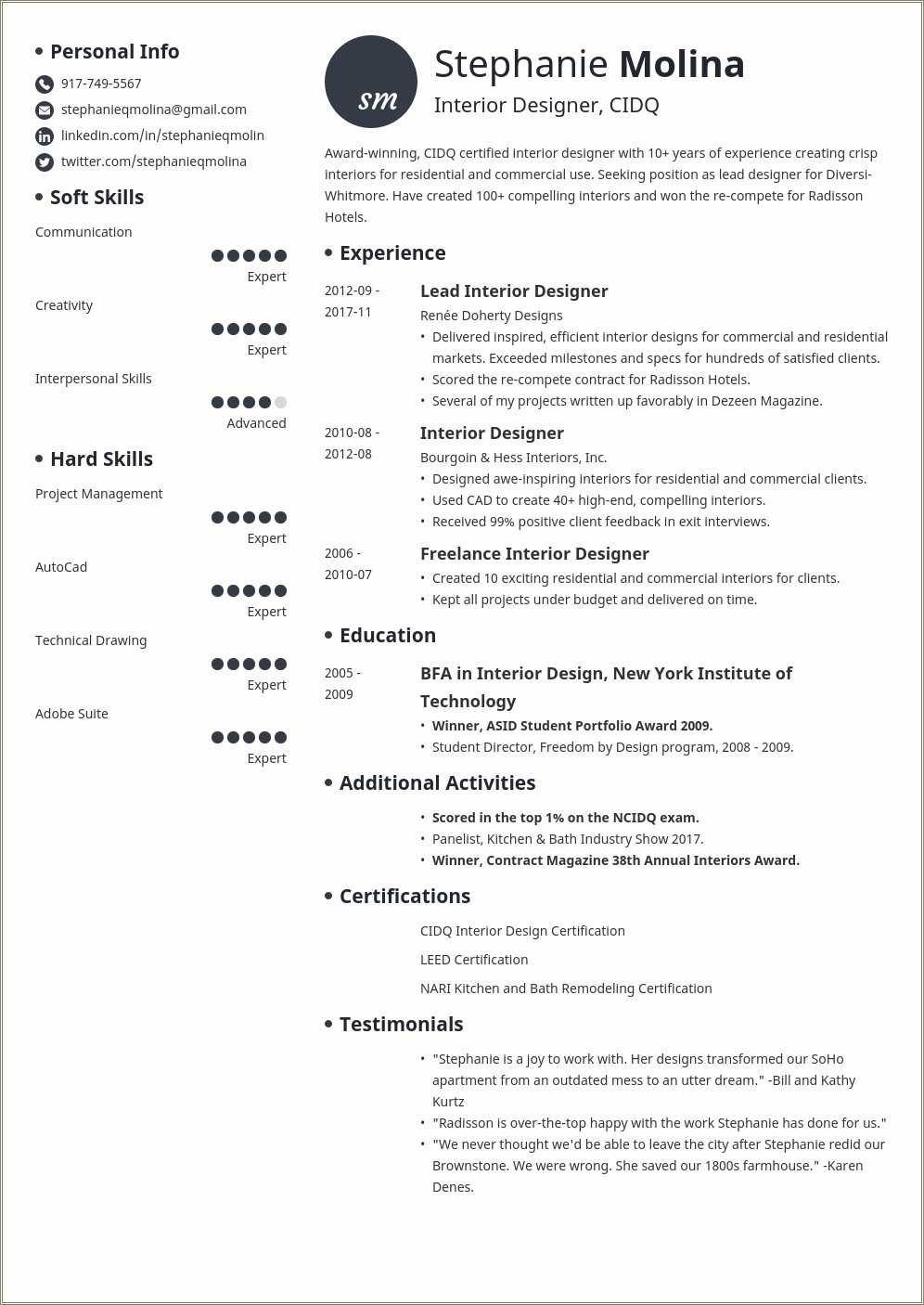 Career Objective For Interior Design Resume - Resume Example Gallery