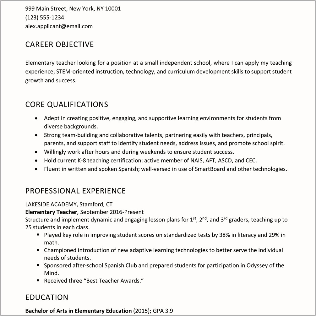 Career Objectives For Resume Samples - Resume Example Gallery