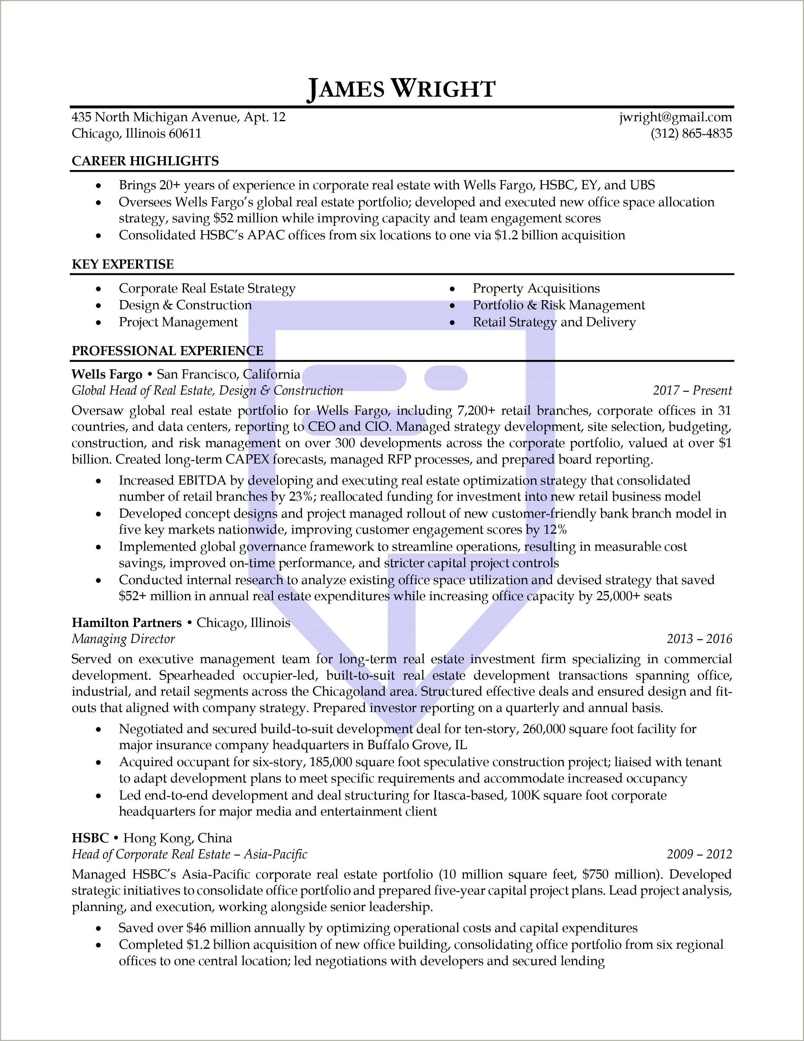 Early Career Section Resume Example