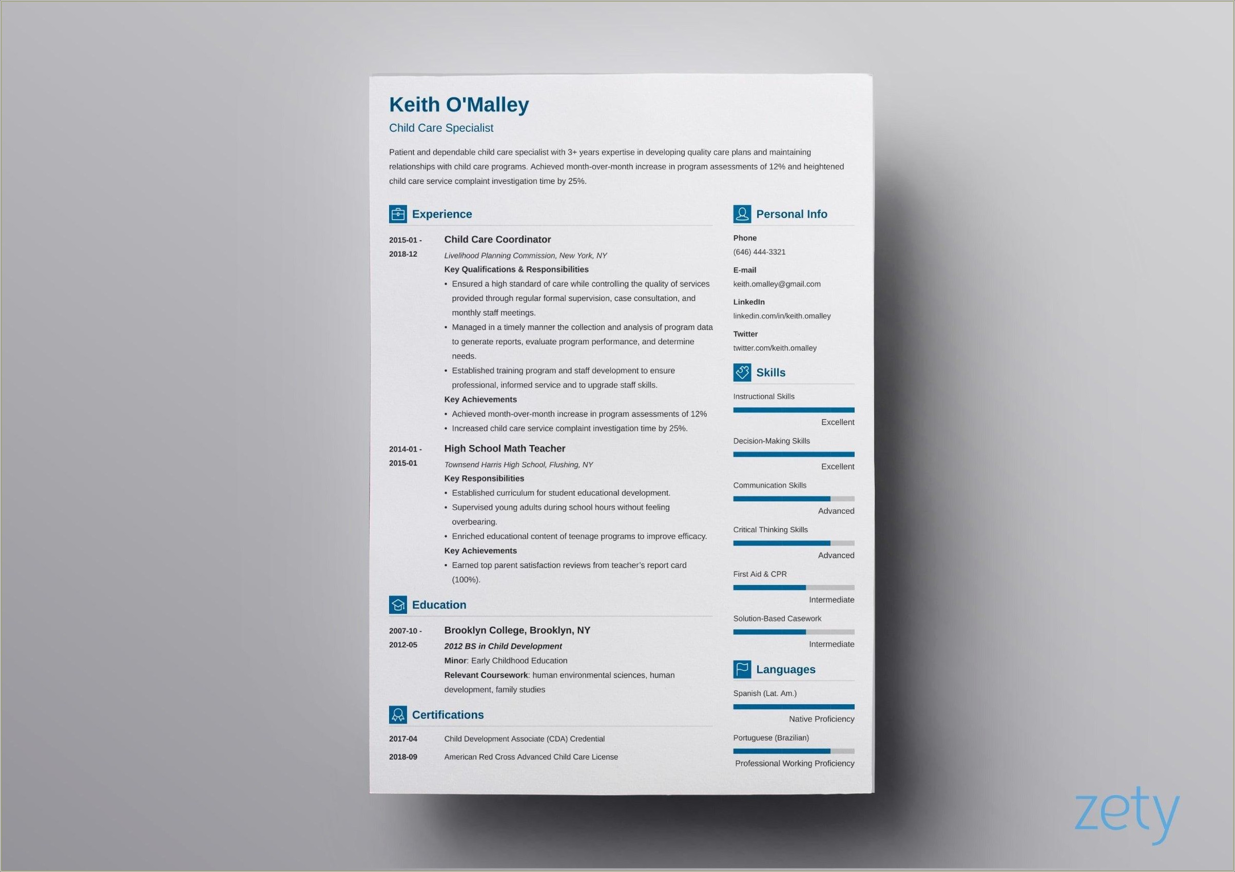 One Page Resume Template Download Free