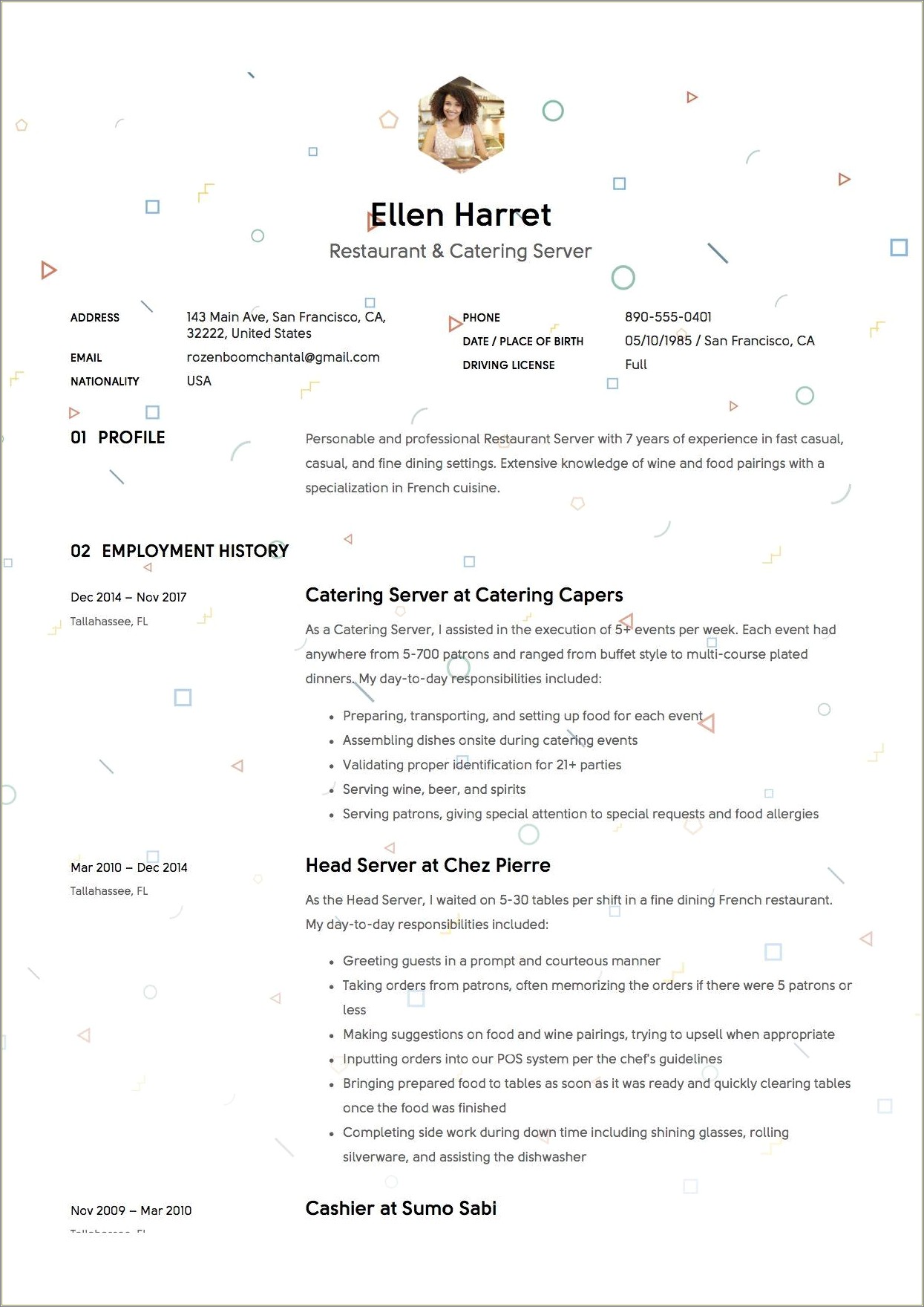 casino-restaurant-server-resume-example-resume-example-gallery