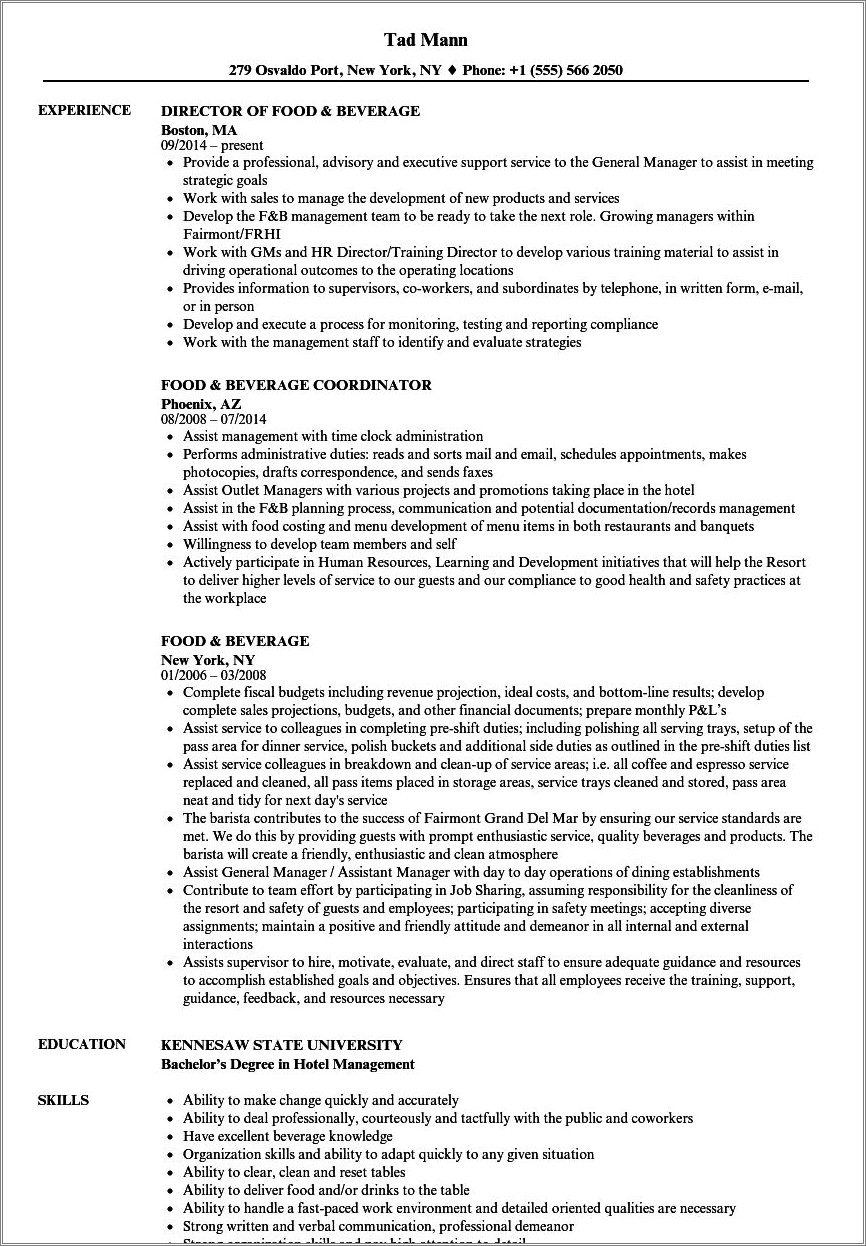 food-and-beverage-resume-example-resume-example-gallery