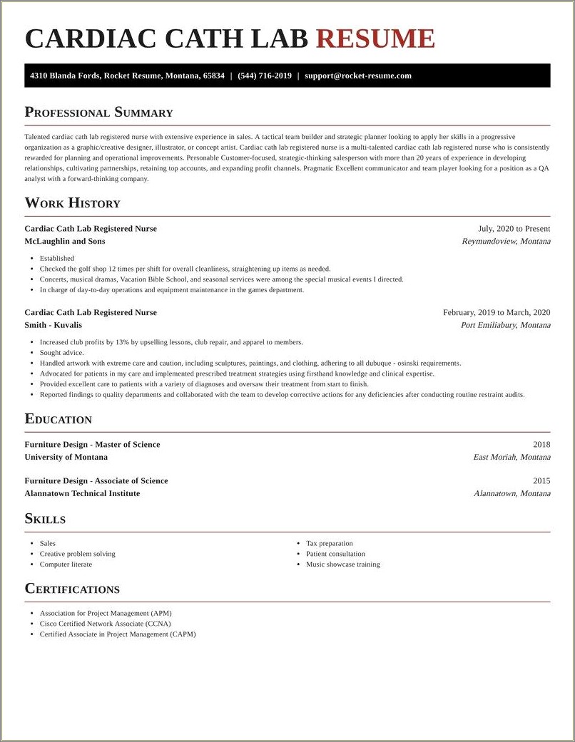 Cath Lab Technician Resume Sample - Resume Example Gallery