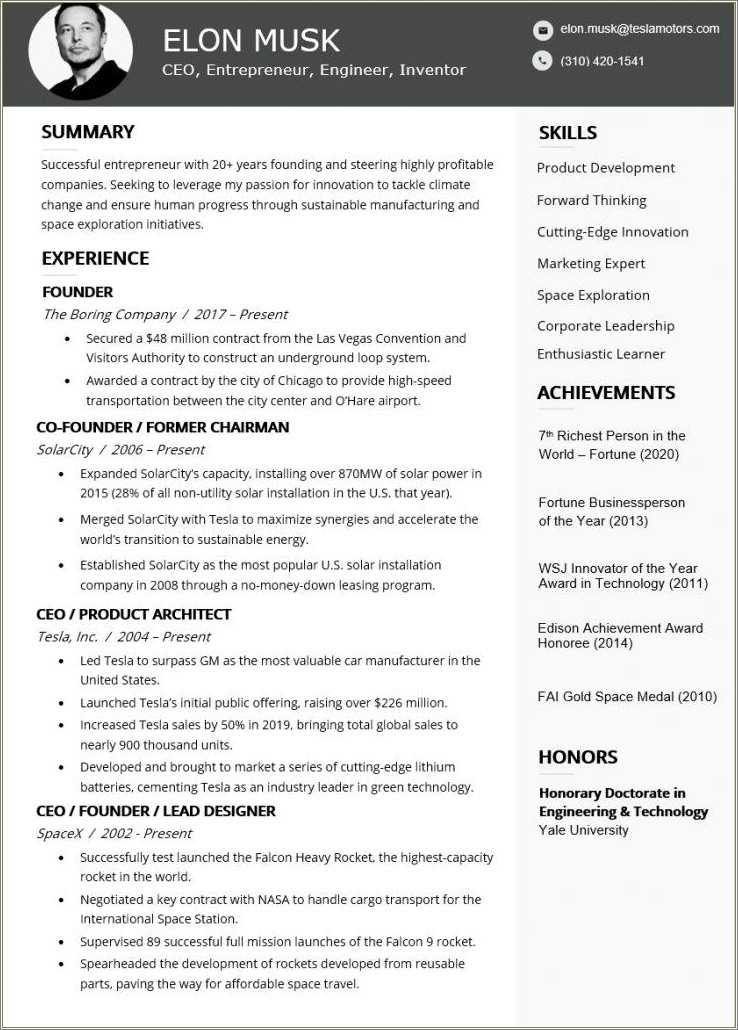 Ceo And Founder Resume Sample Resume Example Gallery