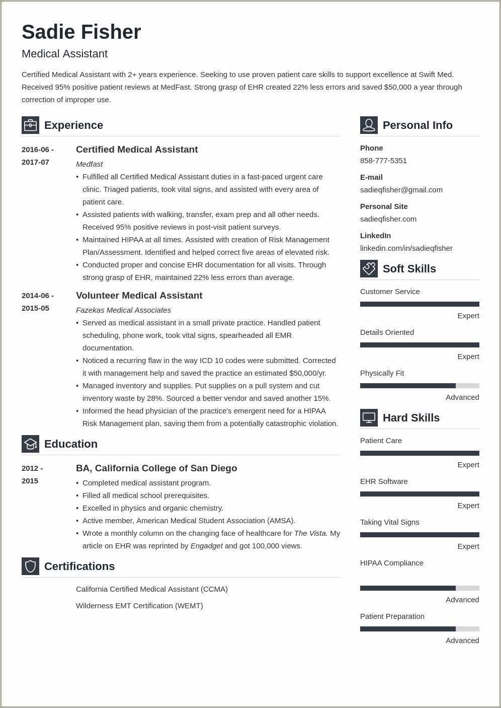 Certified Medical Assistant Resume Job Duties Resume Example Gallery