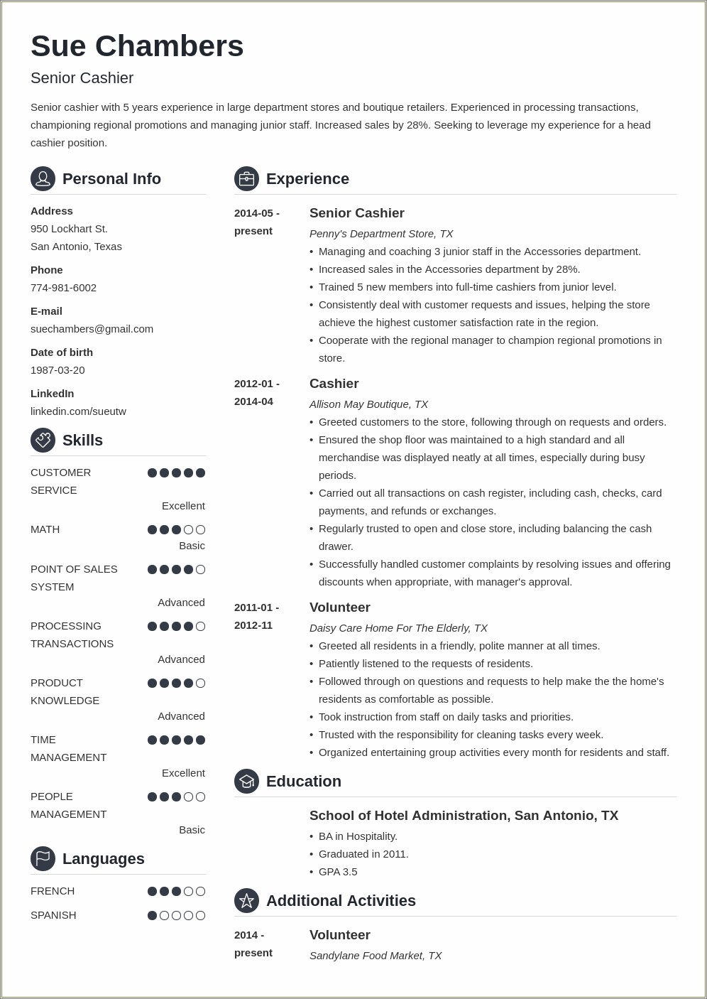 Cheque Clearing Skill For Resume - Resume Example Gallery