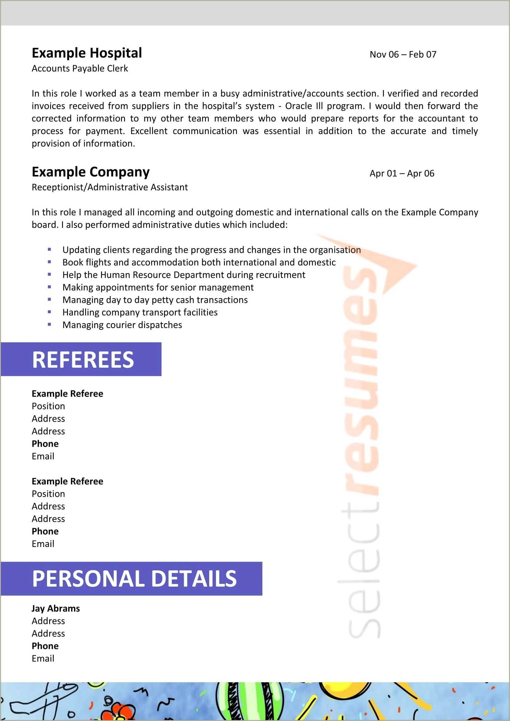 Example Resume For Child Care Assistant Resume Example Gallery