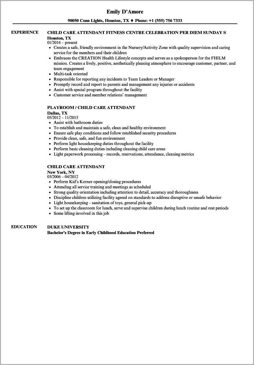 Home Care Job Duties Resume