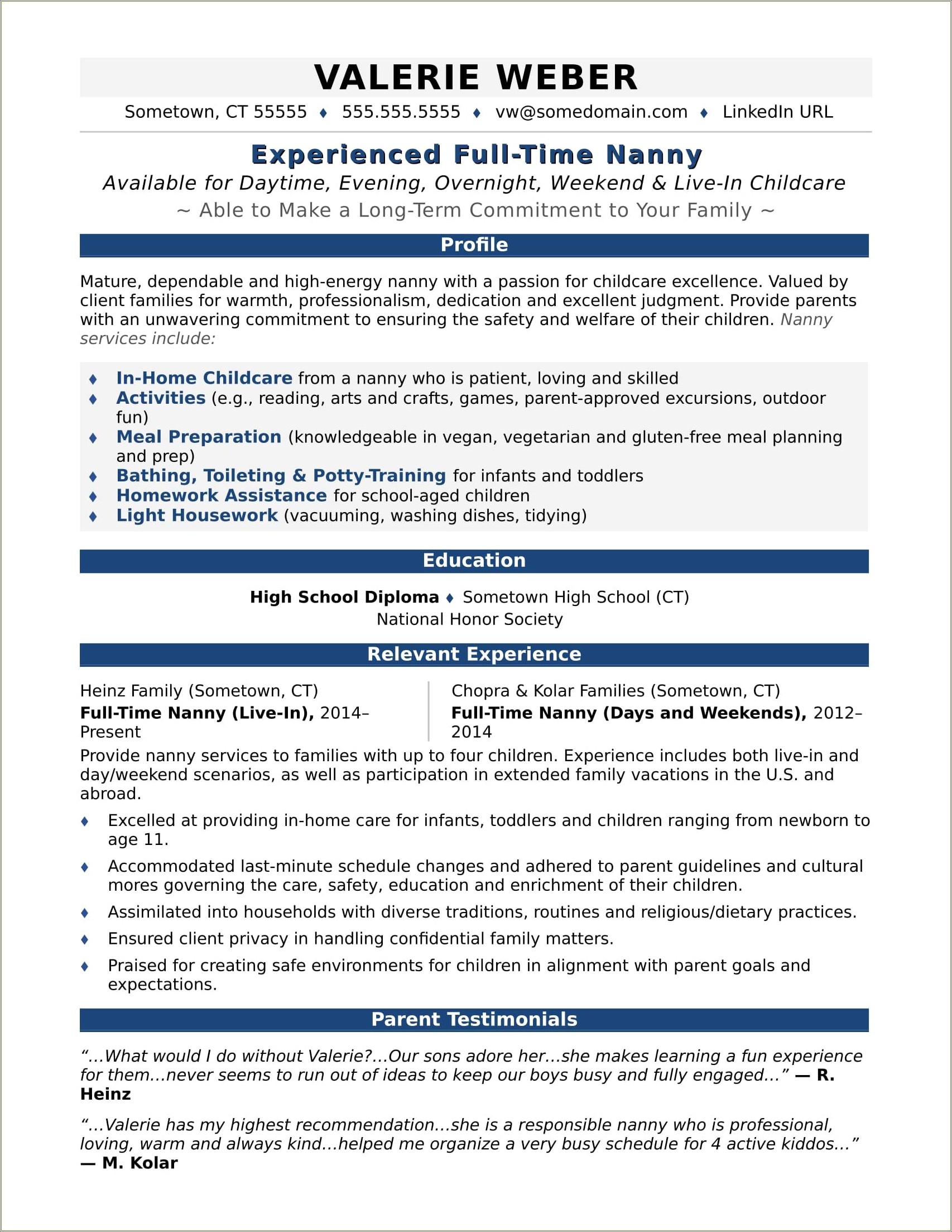 Sample Child Care Resume Objectives Resume Example Gallery