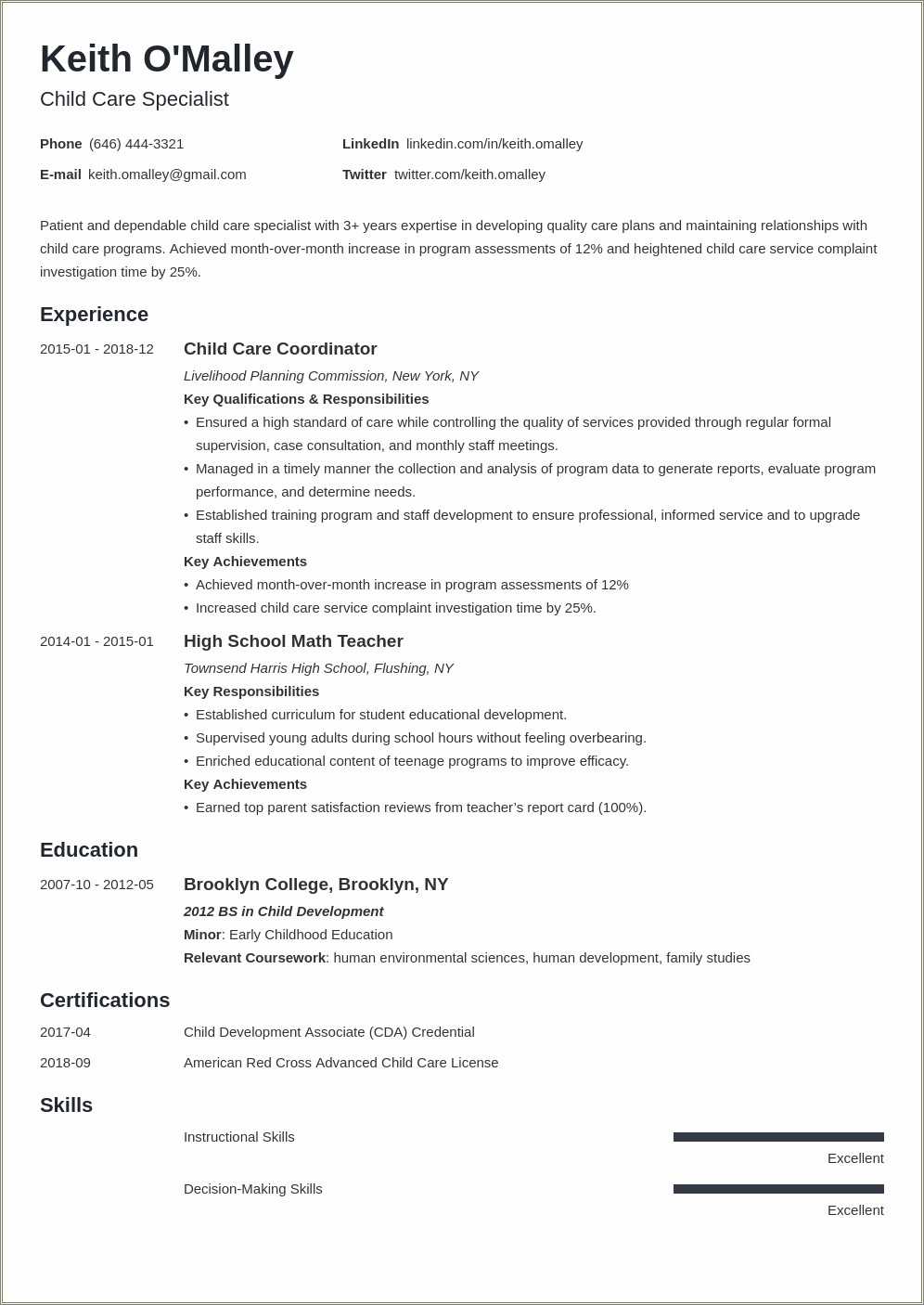 Child Life Specialist Resume Example - Resume Example Gallery