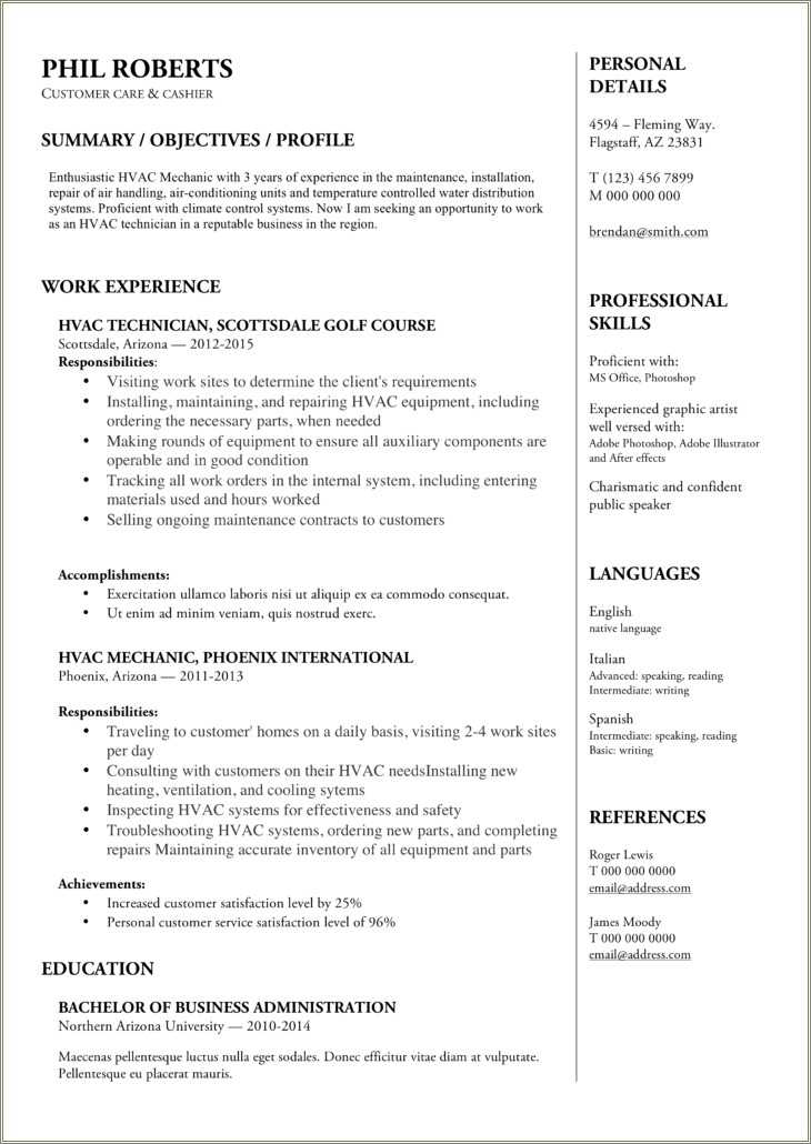 Chiller And Air Conditioning Installer Resume Sample - Resume Example ...