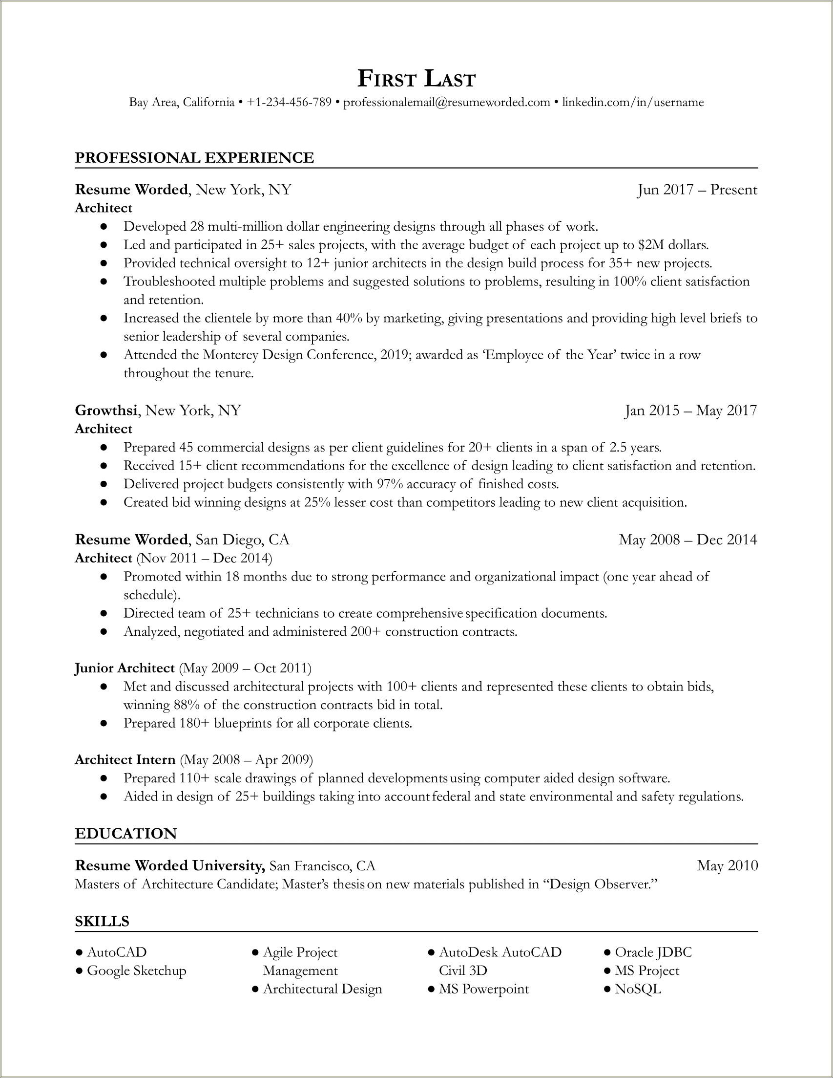 Civil Construction Engineer Resume Samples