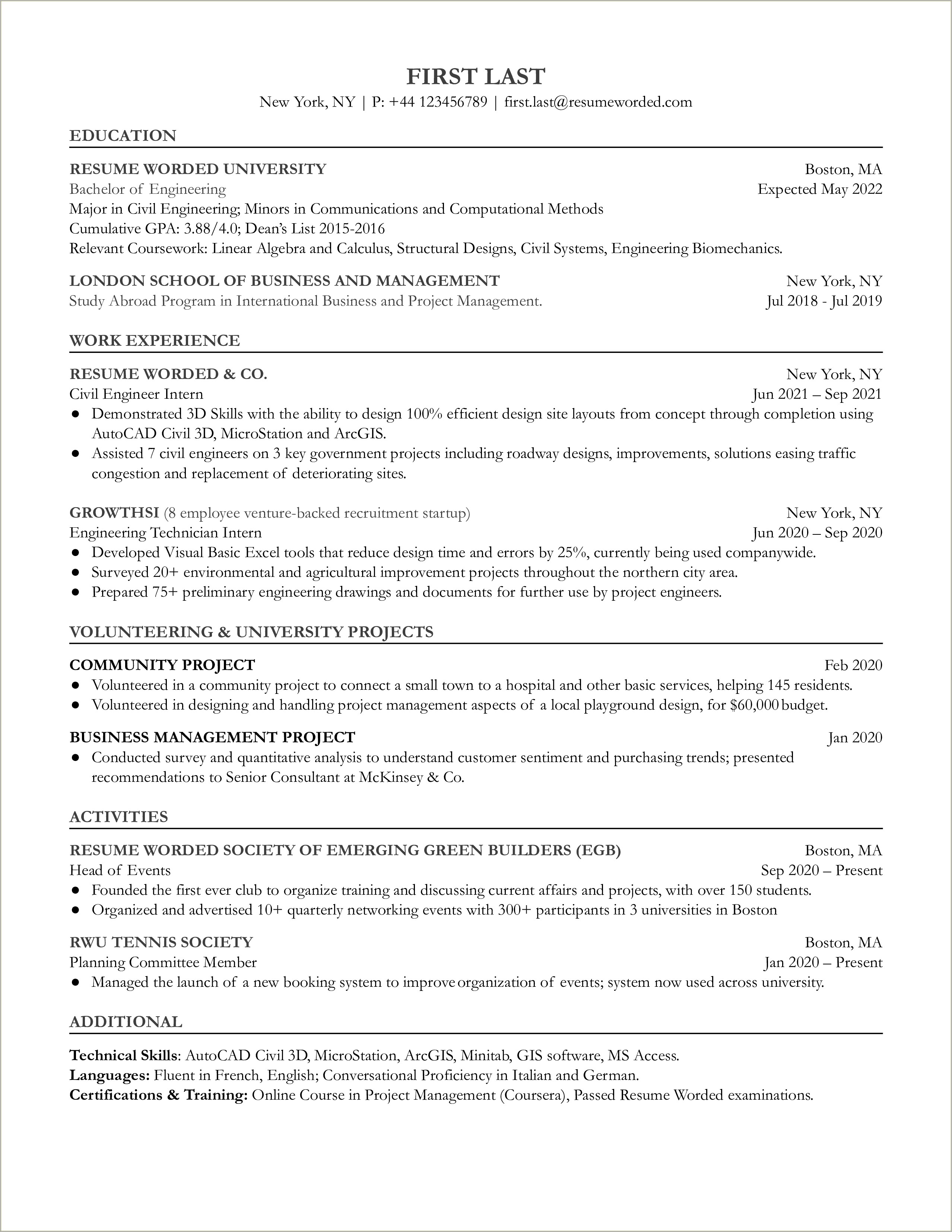 Civil Design Engineer Resume Sample - Resume Example Gallery