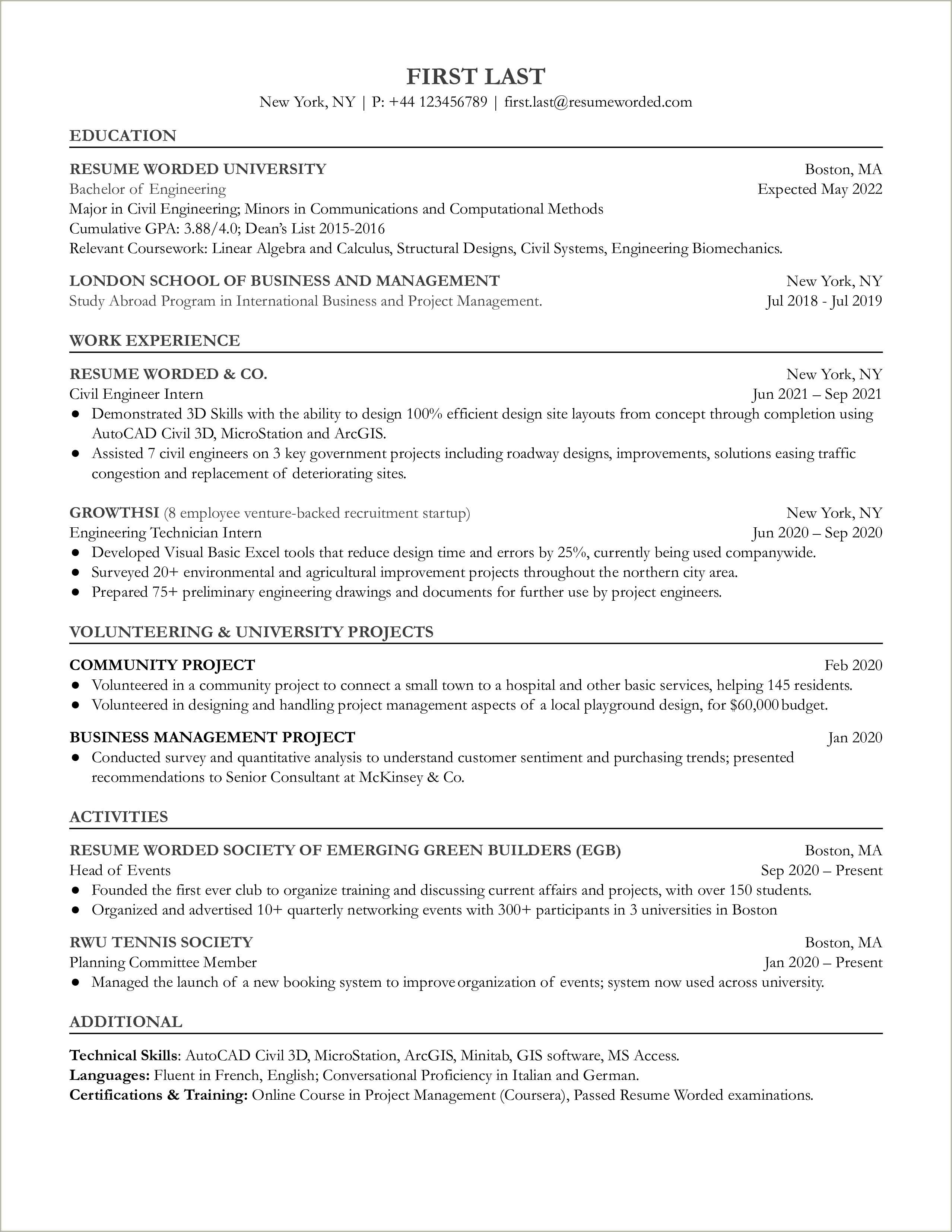 Civil Engineer Resume Sample Objectives - Resume Example Gallery