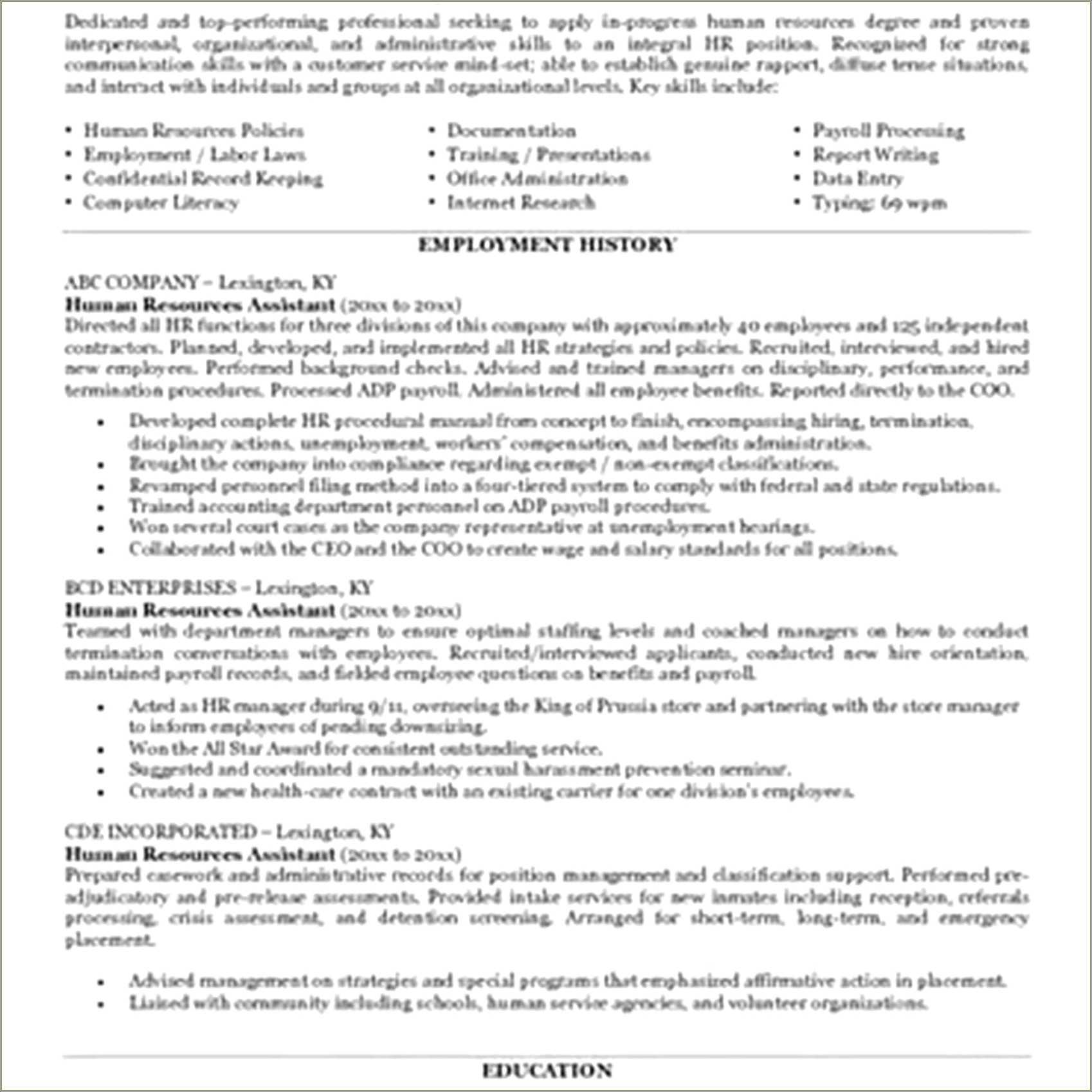 Clinical Research Coordinator Summary Resume Entery Level Resume