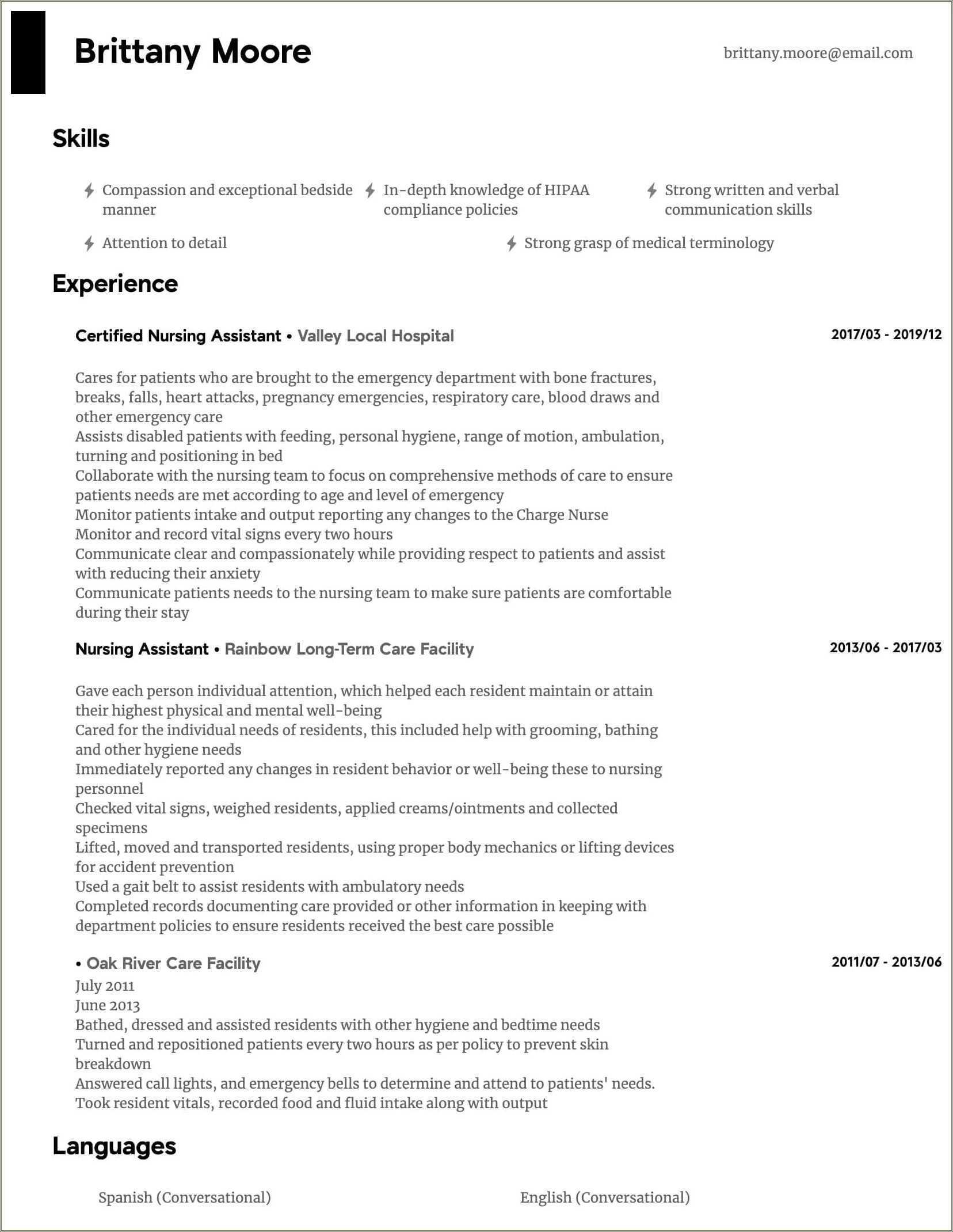 Charting In Nursing Resume Examples Resume Example Gallery