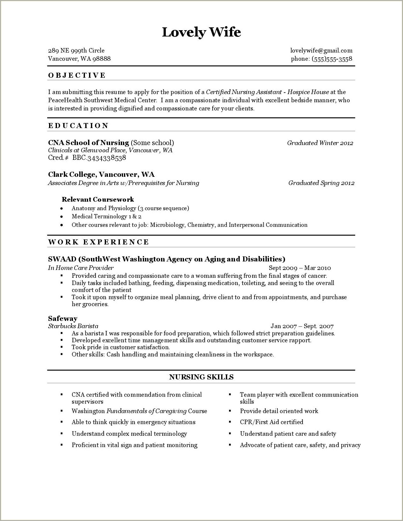 Cna Resume Objective Statement Examples Resume Example Gallery