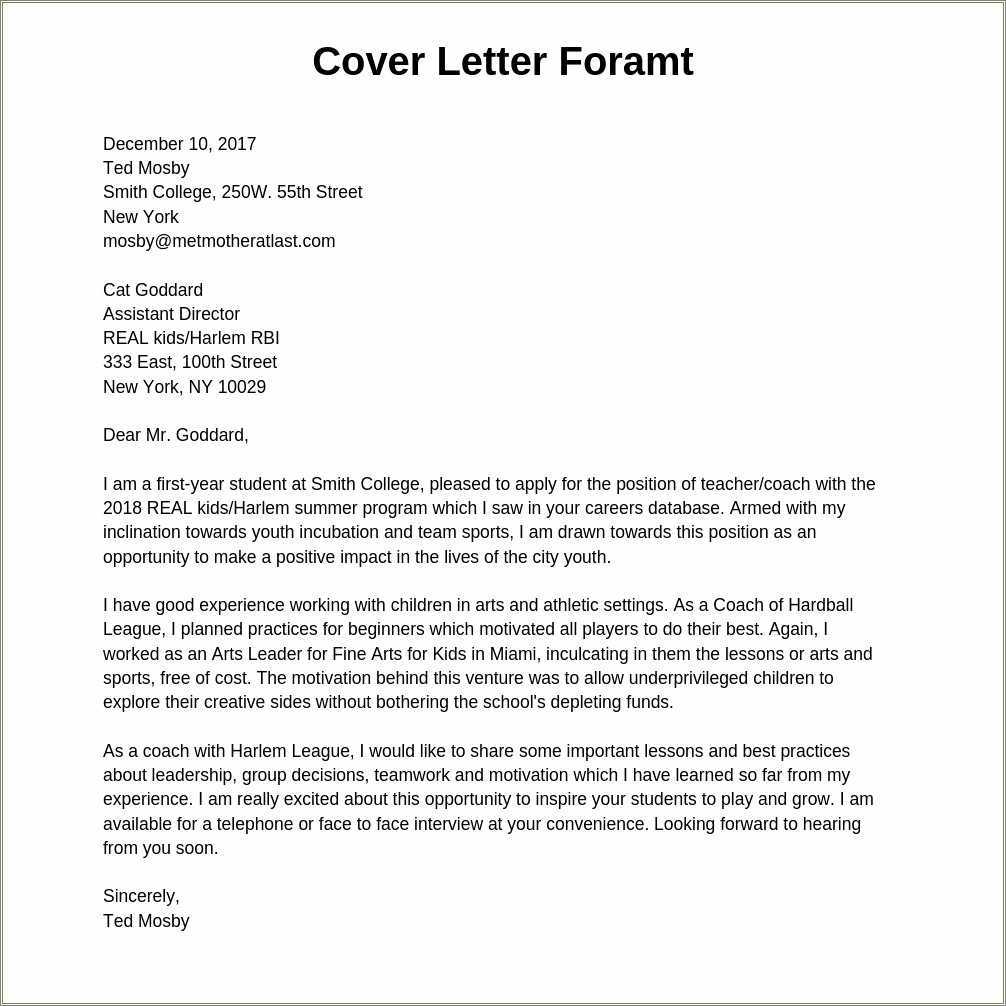 Coaching Resume And Cover Letter Examples - Resume Example Gallery