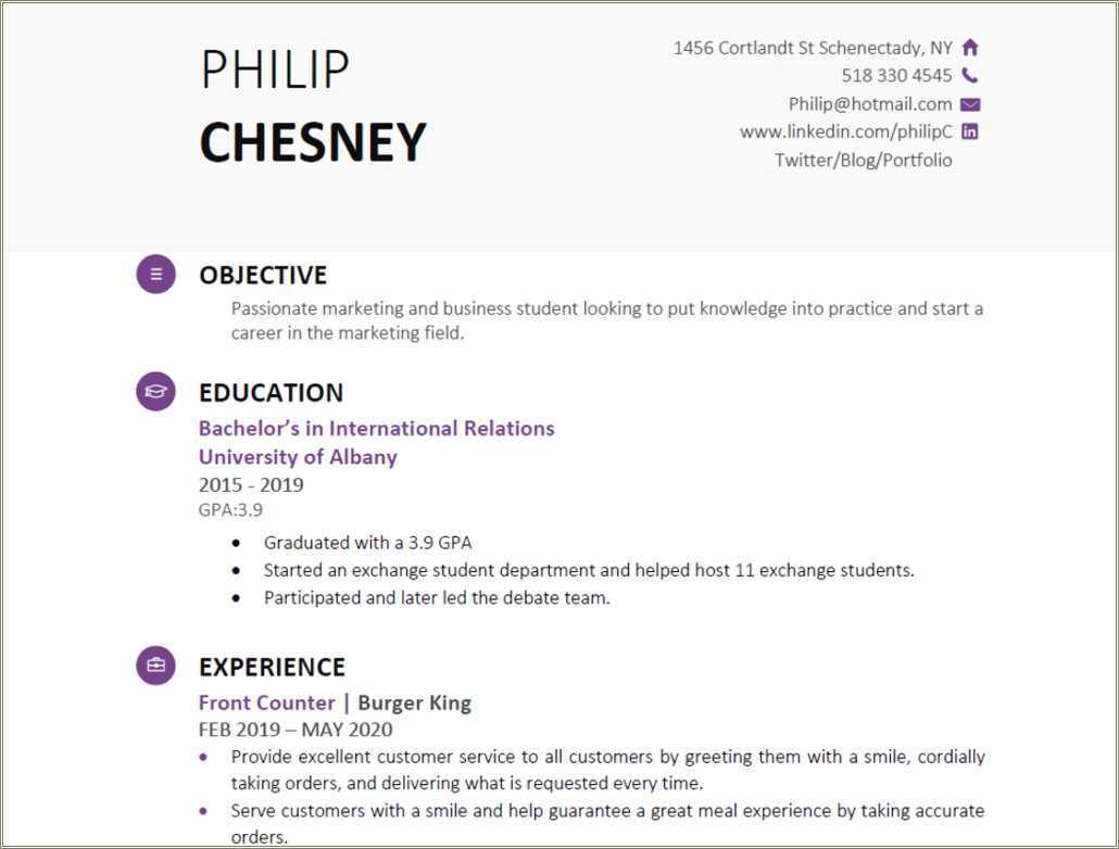 College Resume For High School Students Template