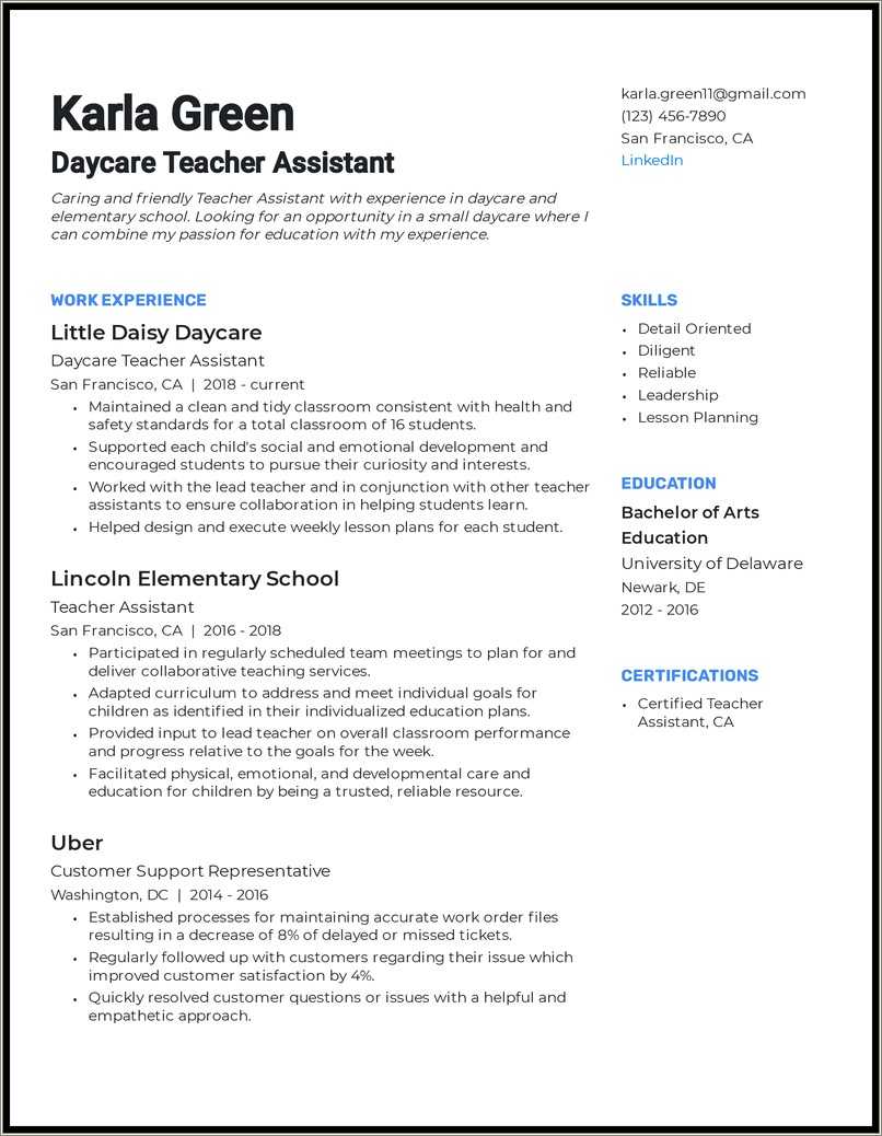 College Teaching Assistant Resume Samples Resume Example Gallery