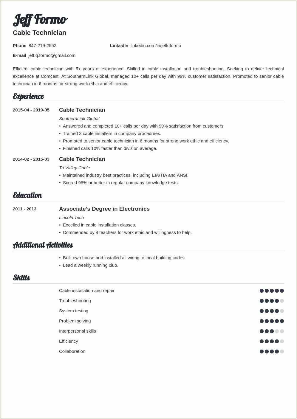 Comcast Customer Service Resume Summary Examples Resume Example Gallery