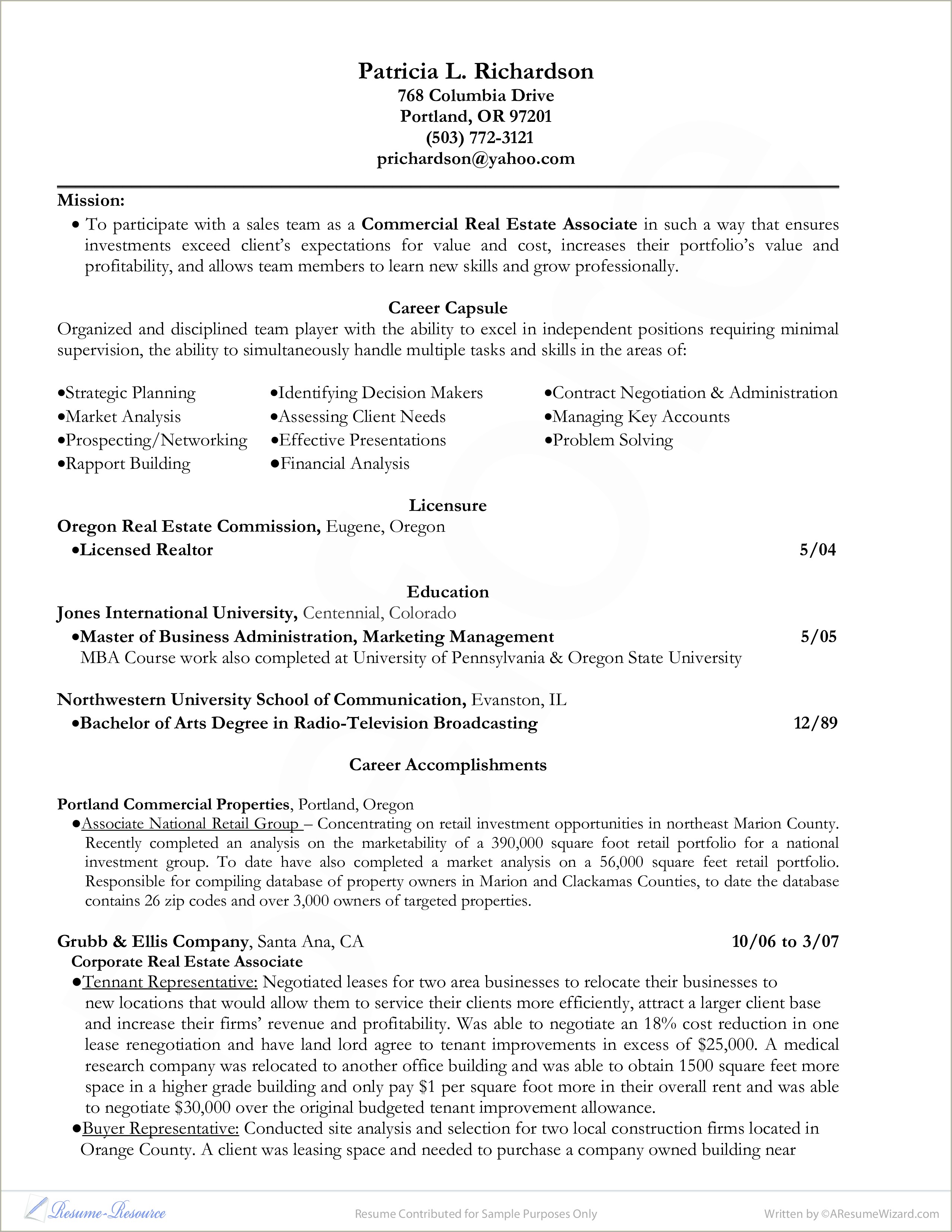 Commercial Real Estate Manager Resume Resume Example Gallery