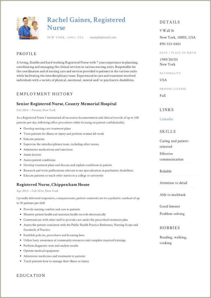 Entry Level Nurse Sample Resume - Resume Example Gallery