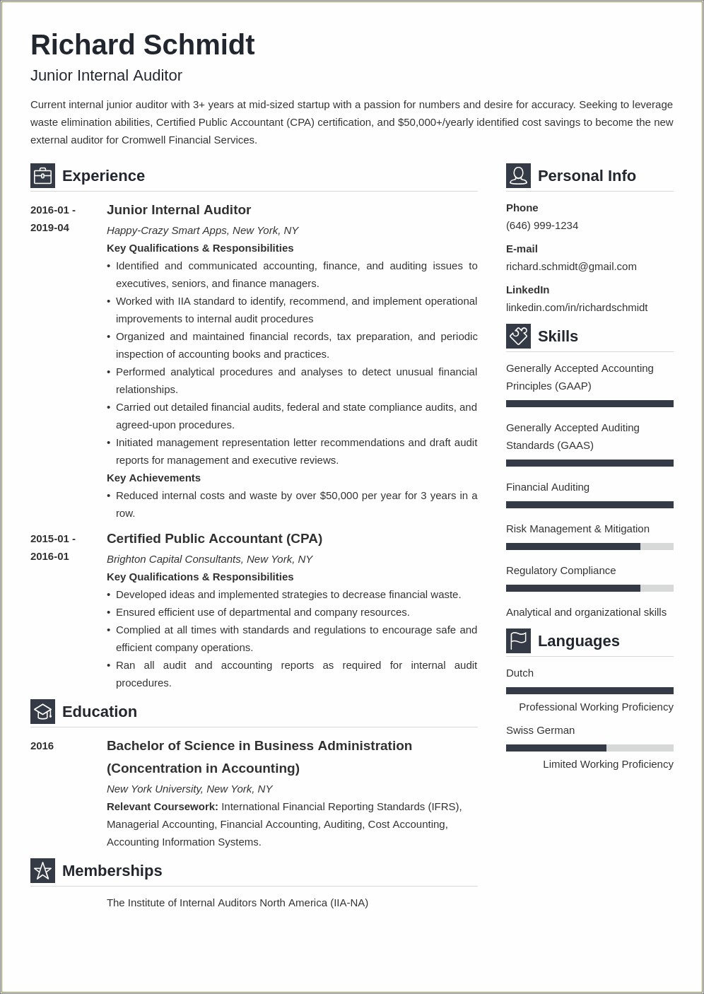 Sample Big 4 Audit Resume - Resume Example Gallery