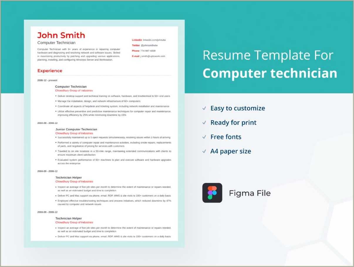 Computer Network Technician Resume Sample Resume Example Gallery