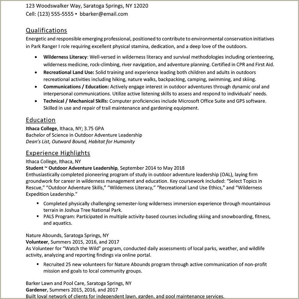 Conservation Objective Statement For A Resume - Resume Example Gallery