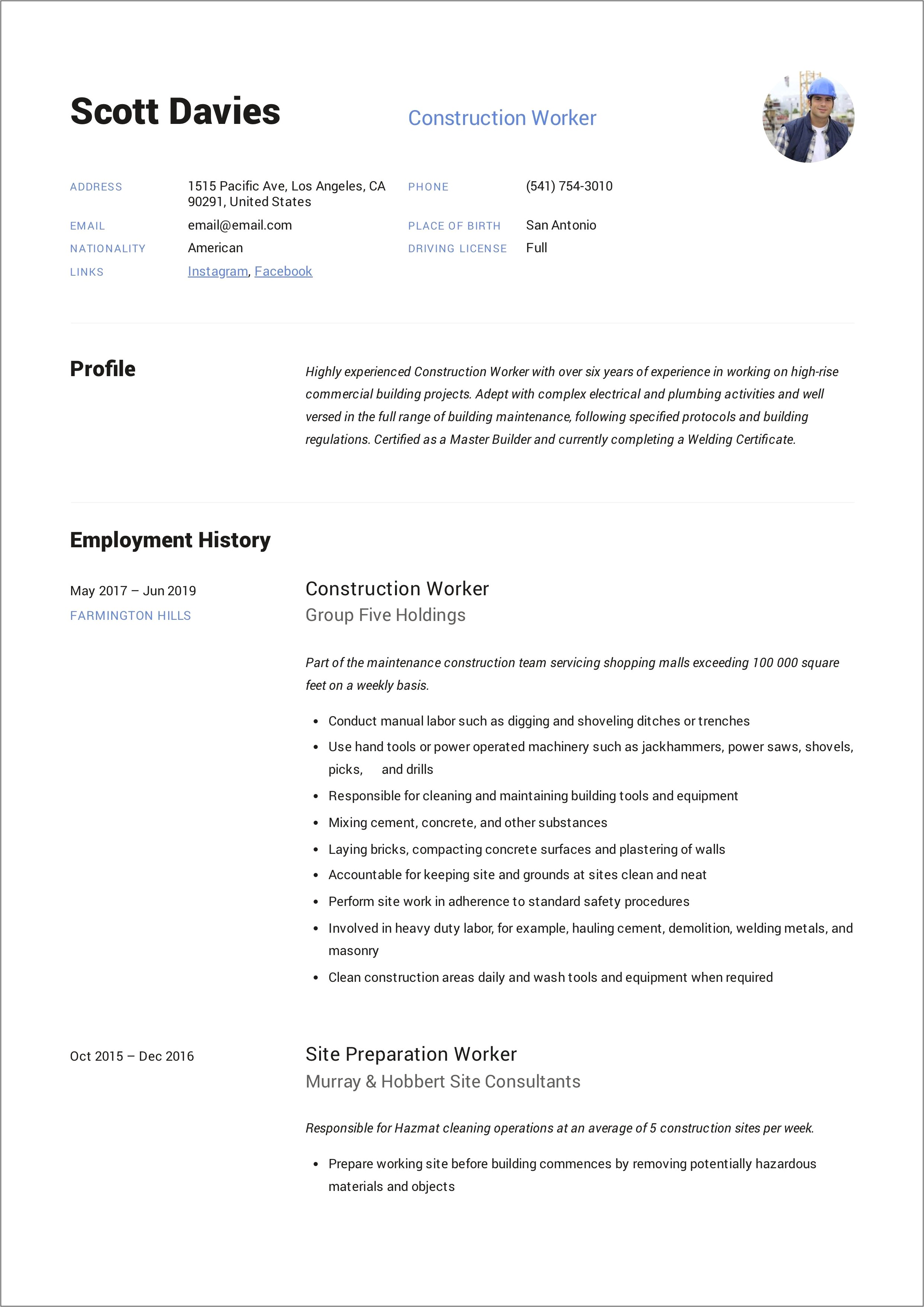 Utility Worker Job Description Resume Resume Example Gallery