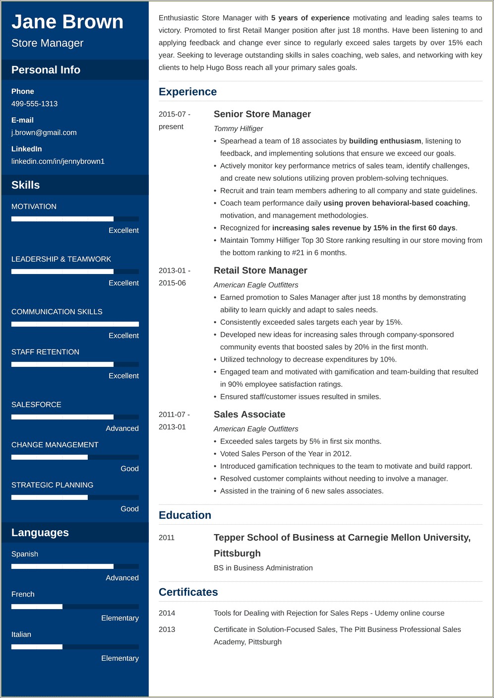 Convenience Store Manager Resume Sample Resume Example Gallery