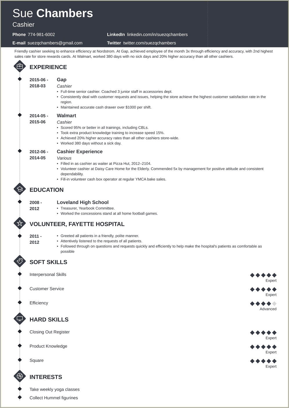 Cook Cashier Skills To Put On A Resume - Resume Example Gallery