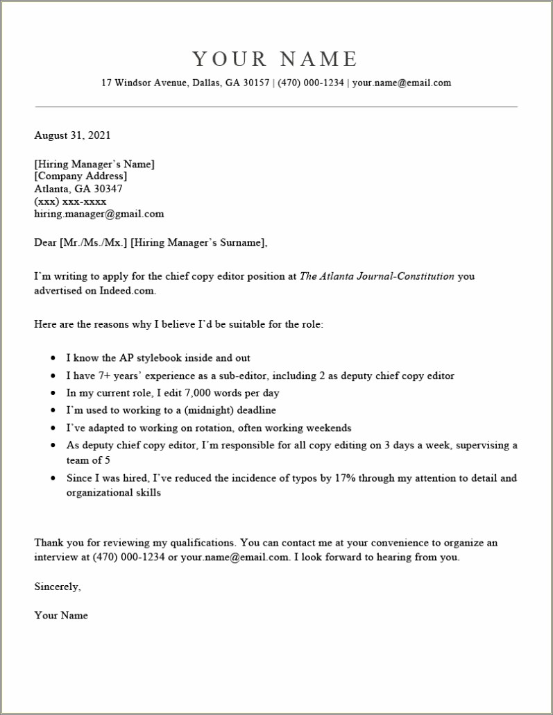 Copy And Paste Resume Cover Letter - Resume Example Gallery