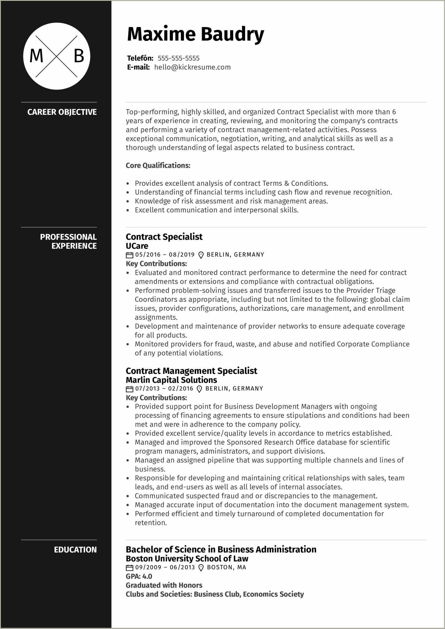 Core Qualifications For Resume Examples 