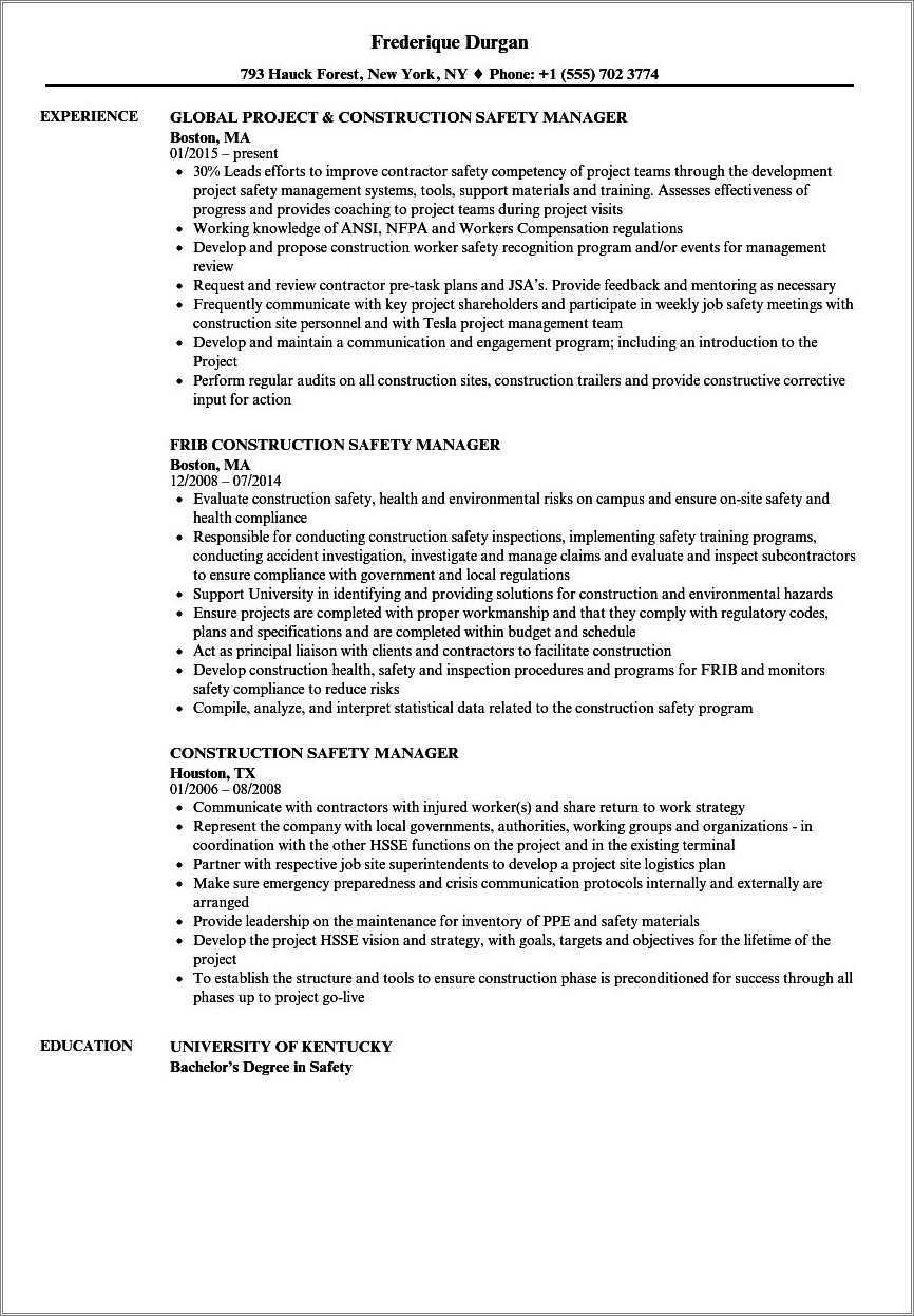 security project manager resume