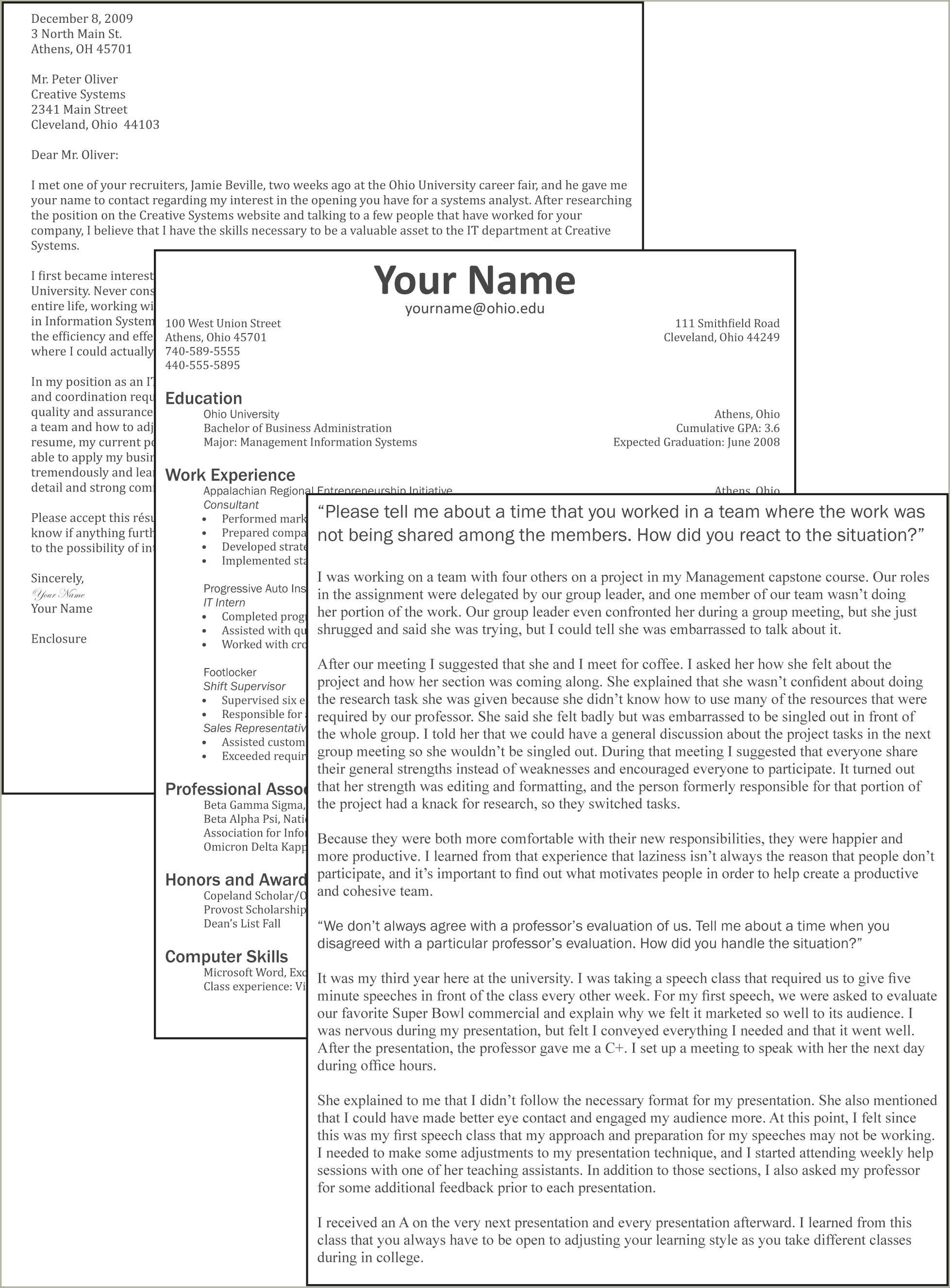 cover letter and resume same document