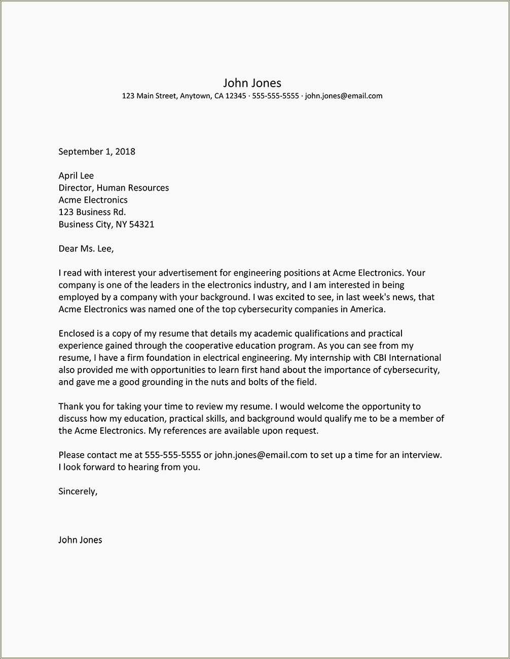 Engineering Resume Cover Letter Example - Resume Example Gallery