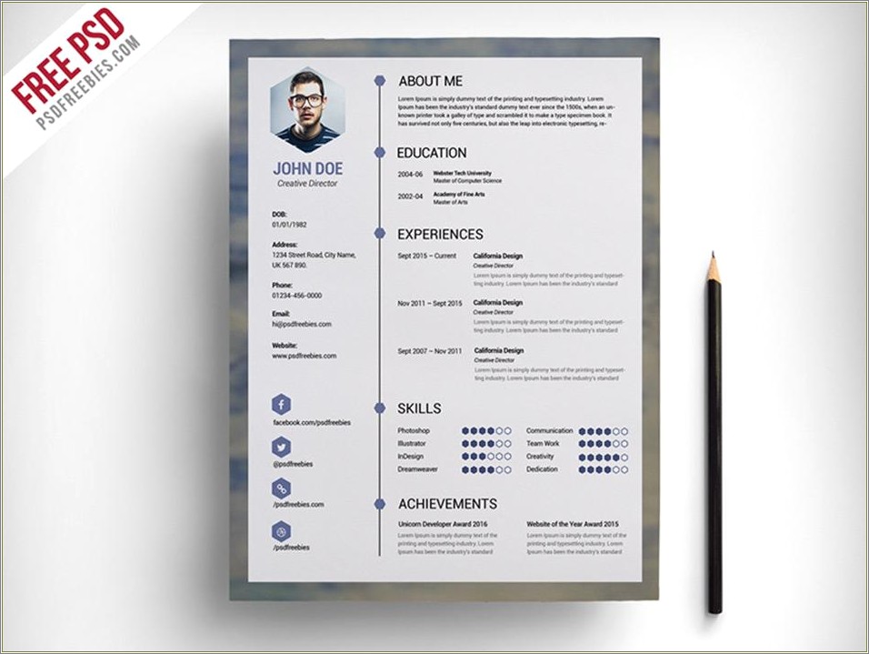 Creative Resume Templates Psd Free Download