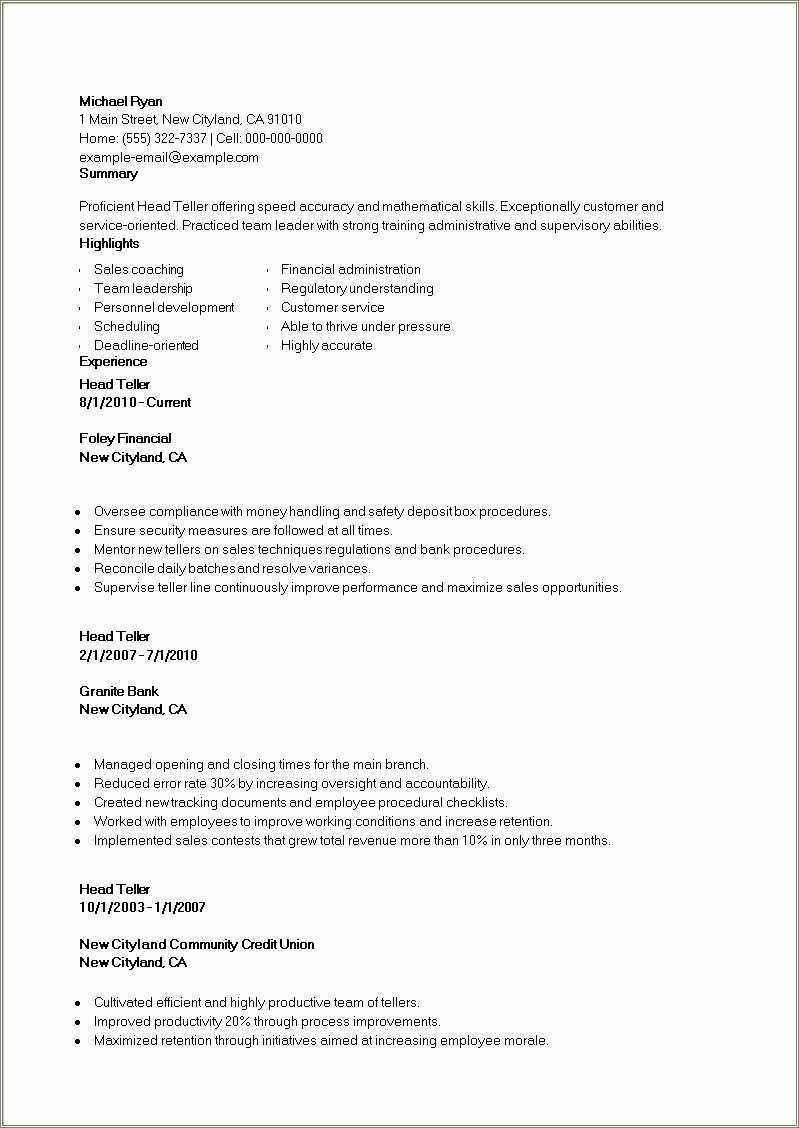 credit-union-teller-resume-sample-resume-example-gallery